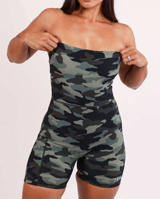 Anu Strapless Jumpsuit in Camo