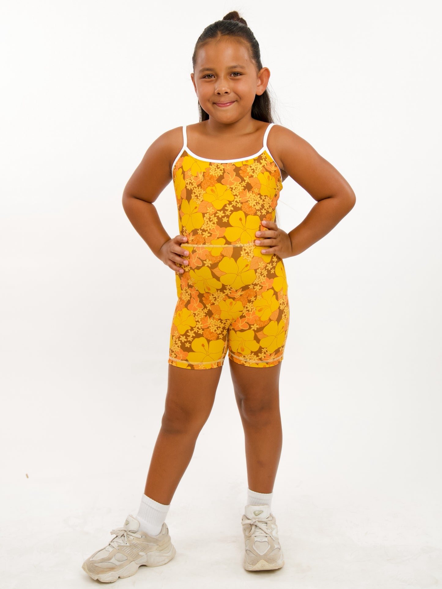 Mini Kayla 2.0 Jumpsuit in Retro Bloom Sunshine w/ Trim