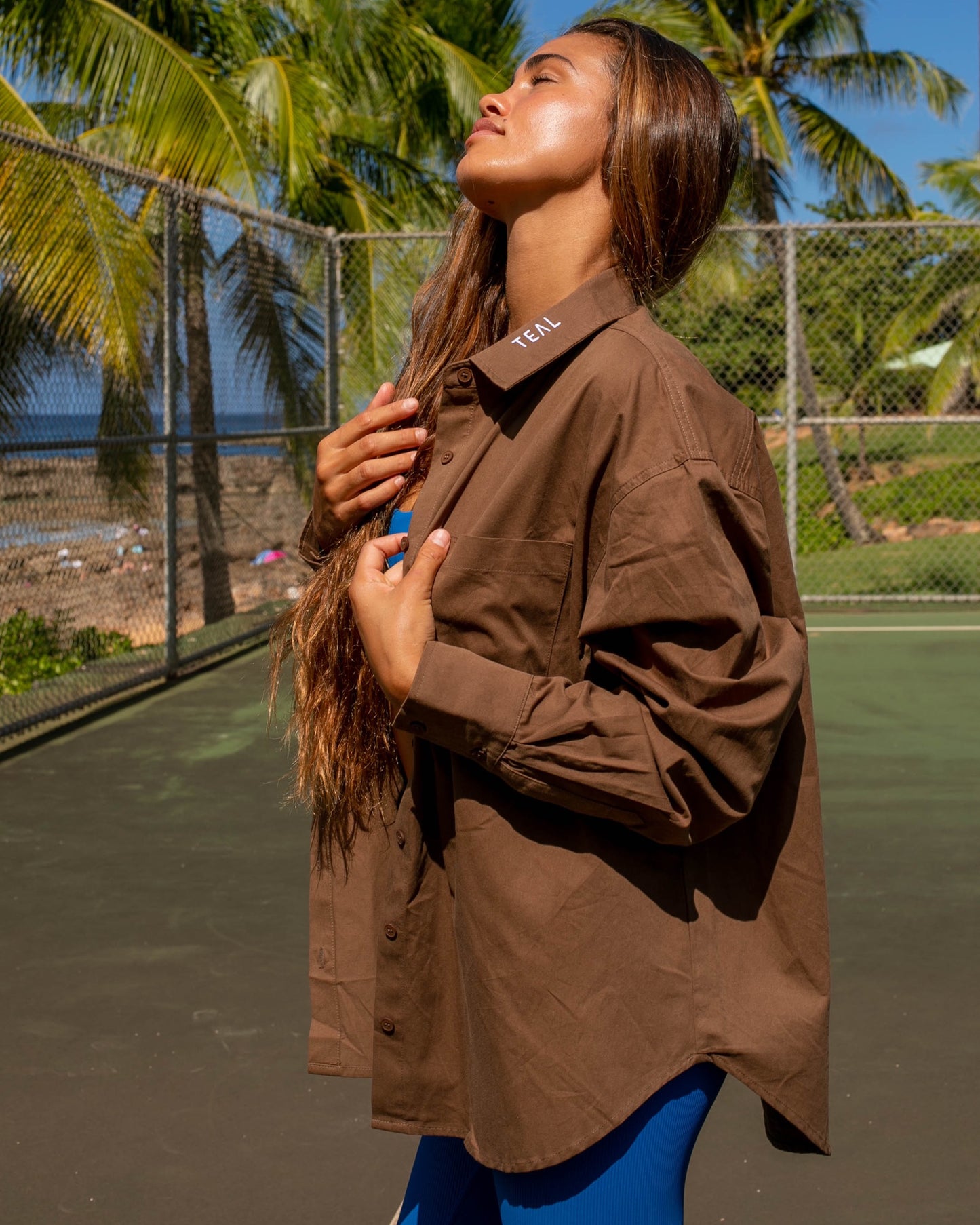 Canvas Long Sleeve Cover Up in Mocha