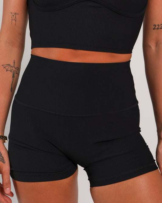Essential 5" Biker Short in Ribbed Black