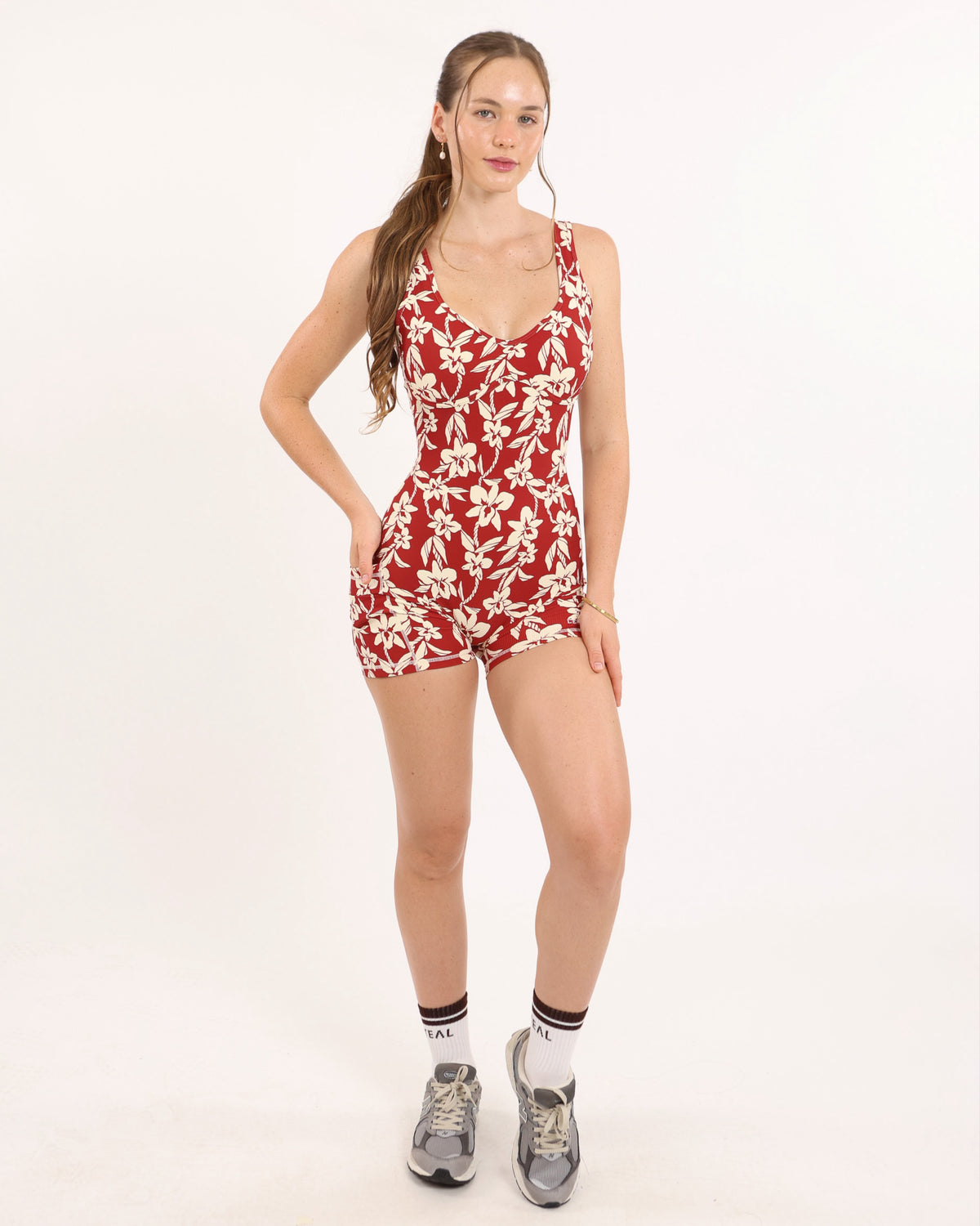 Aura Jumpsuit in Red Orchid Lei