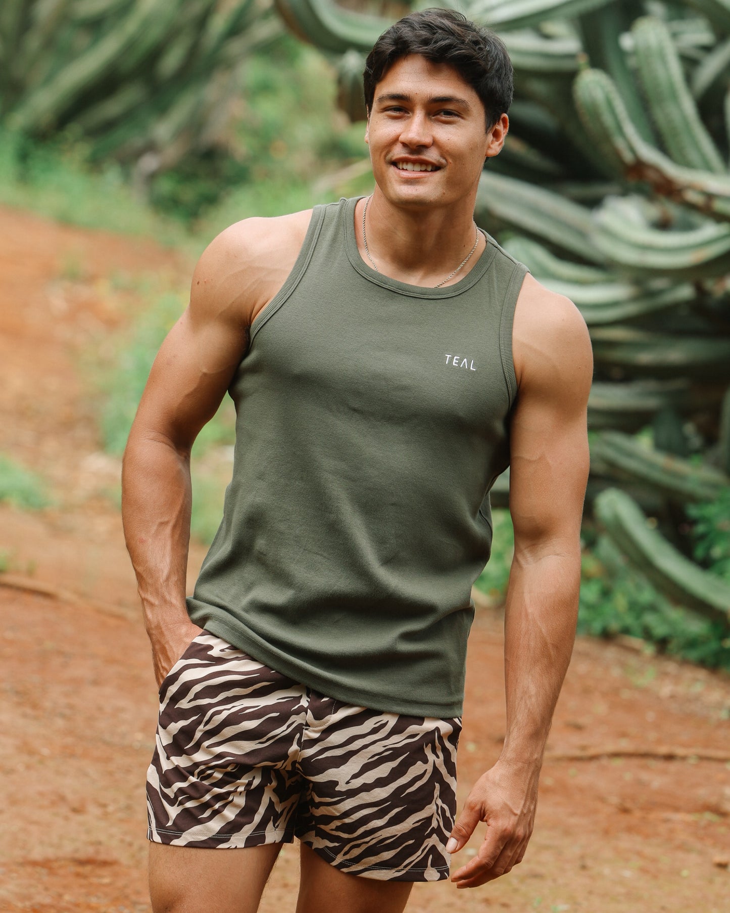 Everyday Men's Tank in Ribbed Olive Green