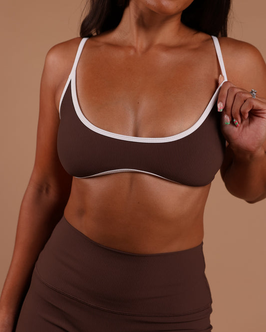 Liv Micro Top in Ribbed Mocha
