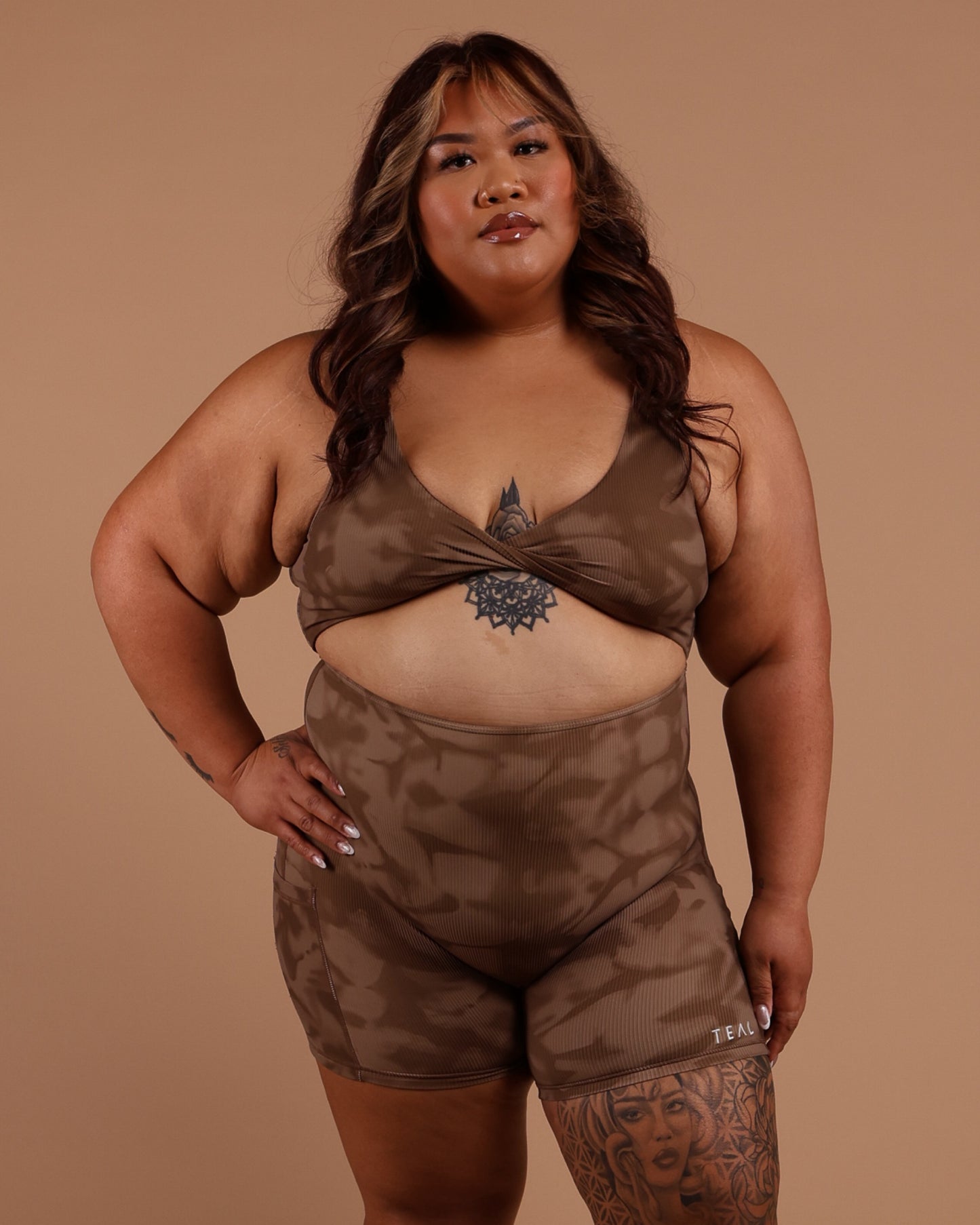 Jani Jumpsuit in Ribbed Brown Shibori