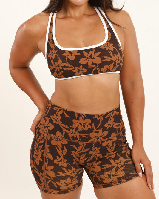 Essential 4" Biker Short in Mocha Orchid Lei