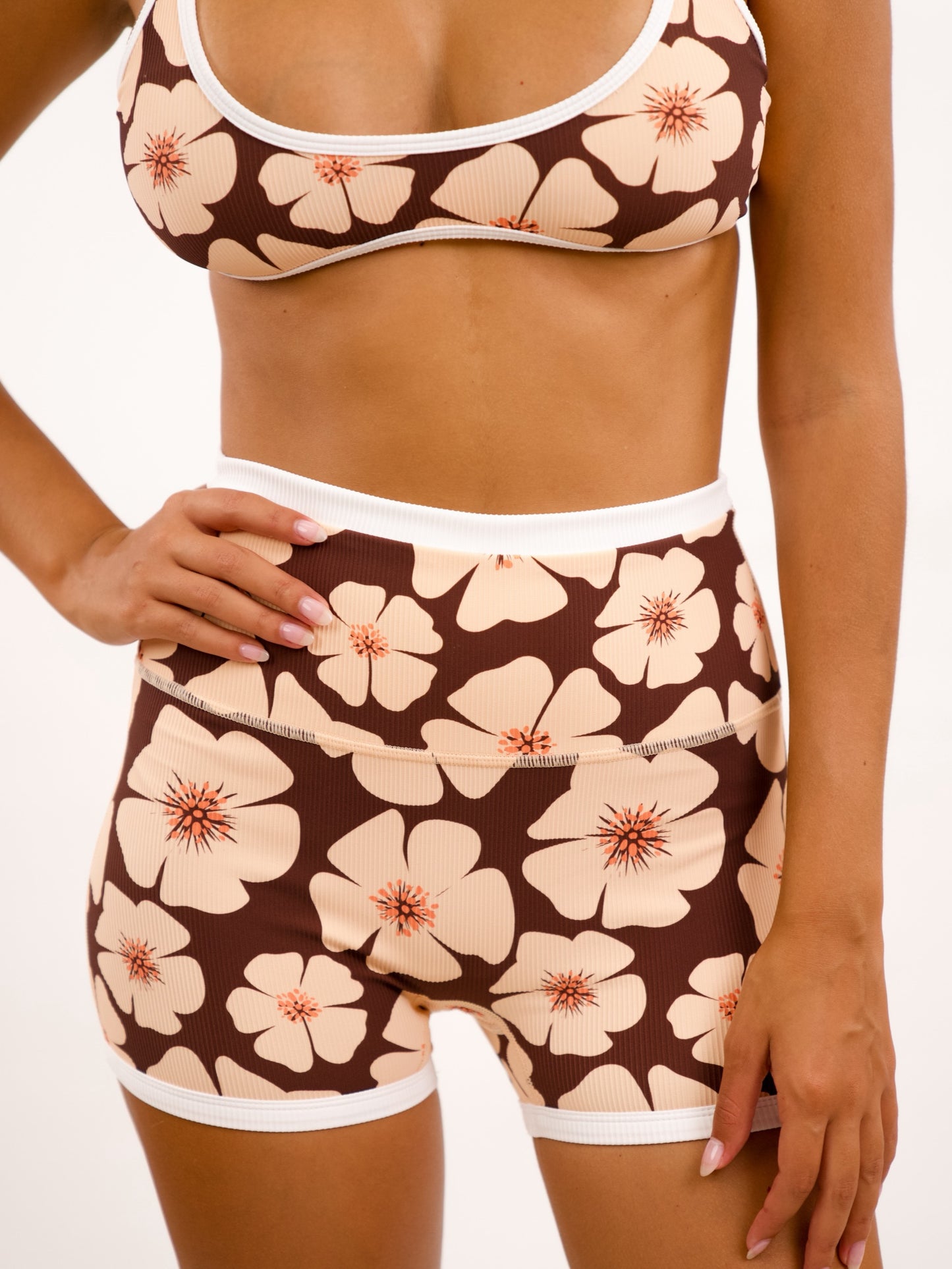 Essential 3" Biker Short in Floral Burst Chocolate