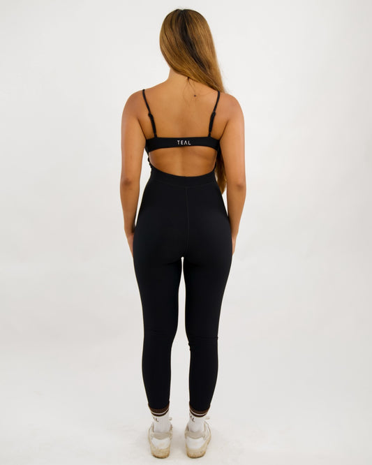 Long Kayla Jumpsuit in Ribbed Black