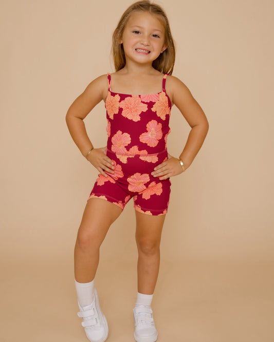 Mini Kayla Jumpsuit in Summer Hibiscus - Anemone