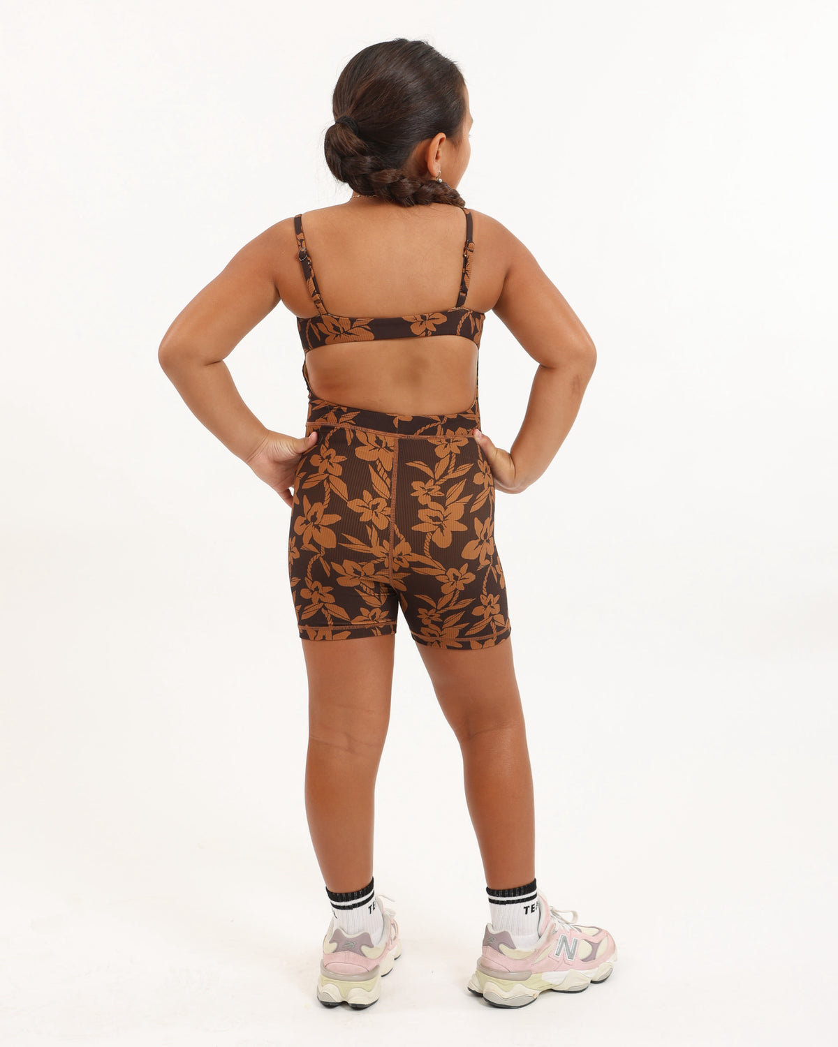 Mini Kayla Jumpsuit in Mocha Orchid Lei