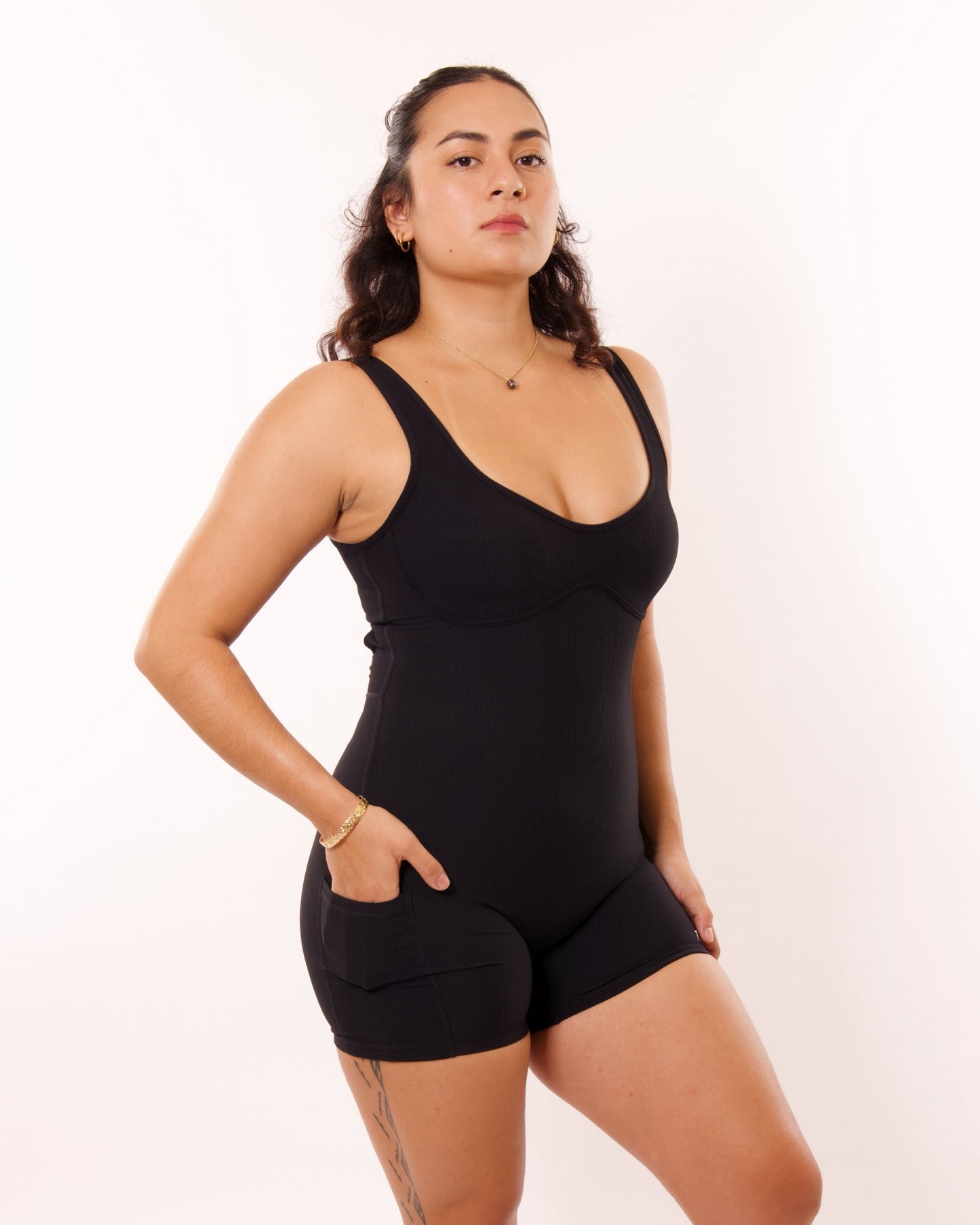 Aura Jumpsuit in Ribbed Black