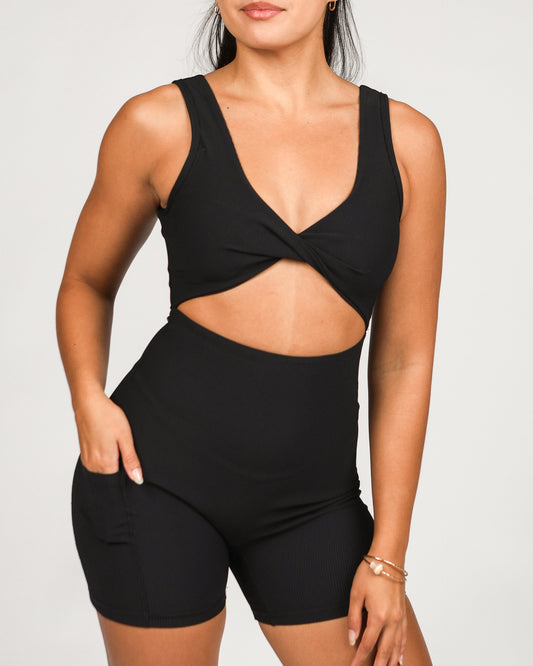 Jani Jumpsuit in Ribbed Black