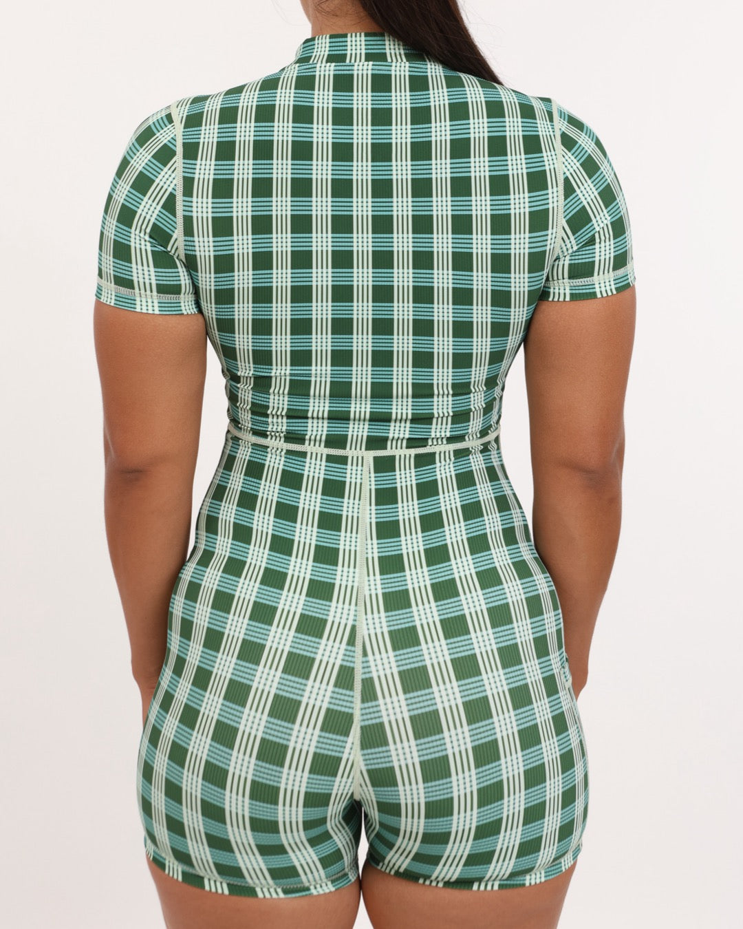 Half Zip T-Shirt Jumpsuit in UH Green Palaka