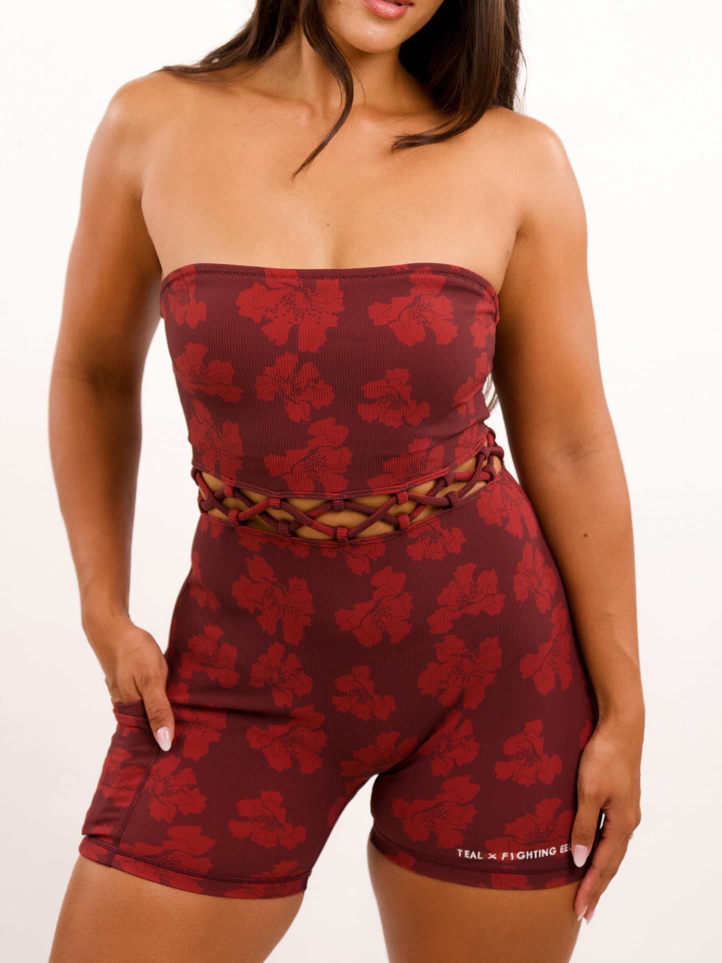 Paisley Strapless Jumpsuit in Orchid Dot Porto