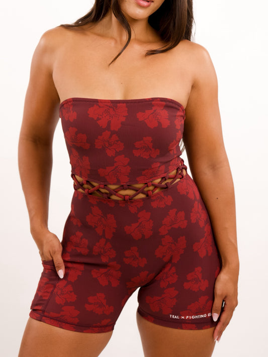 Paisley Strapless Jumpsuit in Orchid Dot Porto