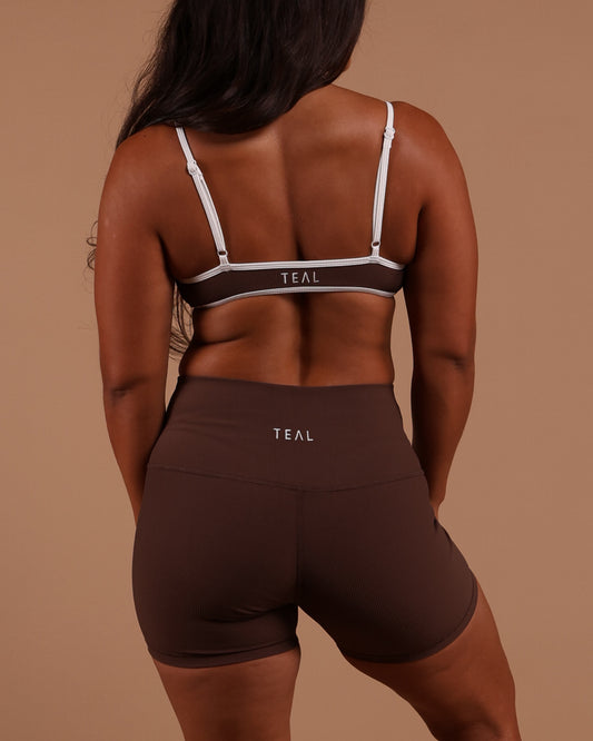 Essential 4" Biker Short in Ribbed Mocha