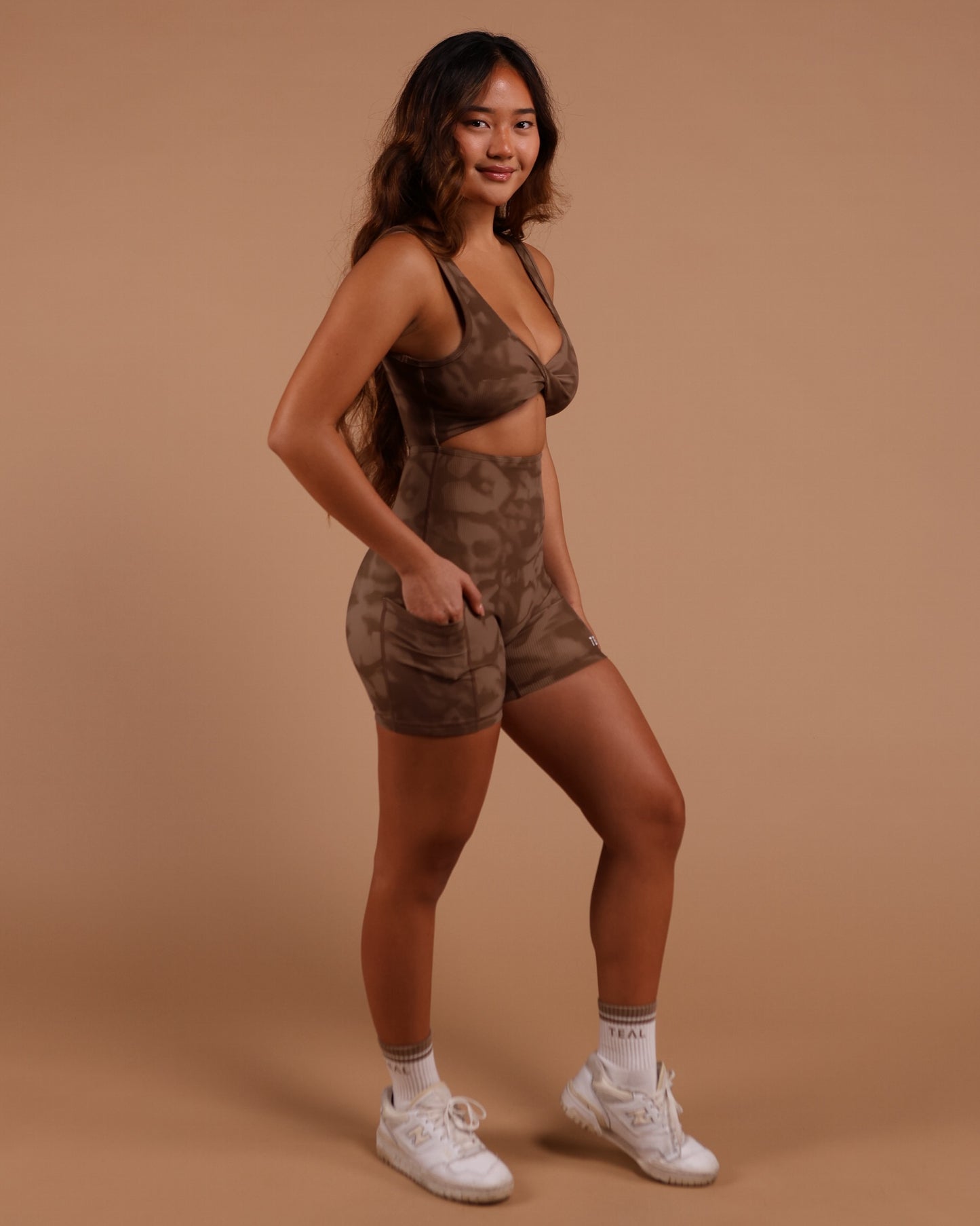 Jani Jumpsuit in Ribbed Brown Shibori