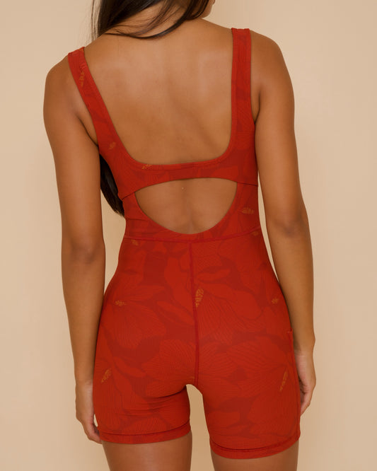 Aura Jumpsuit in Chic Magnolia - Scarlet Red
