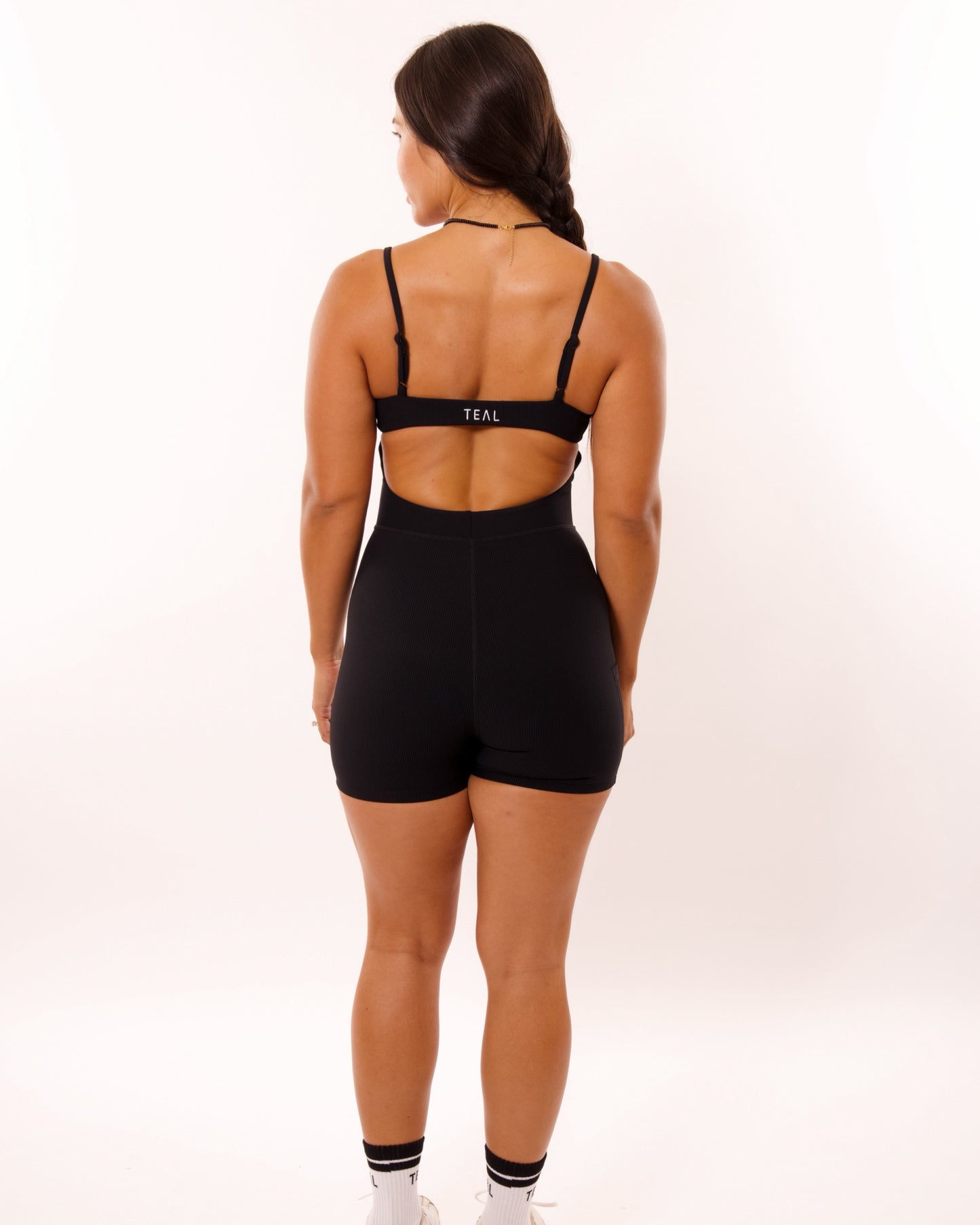 Kayla 3" Jumpsuit in Ribbed Black