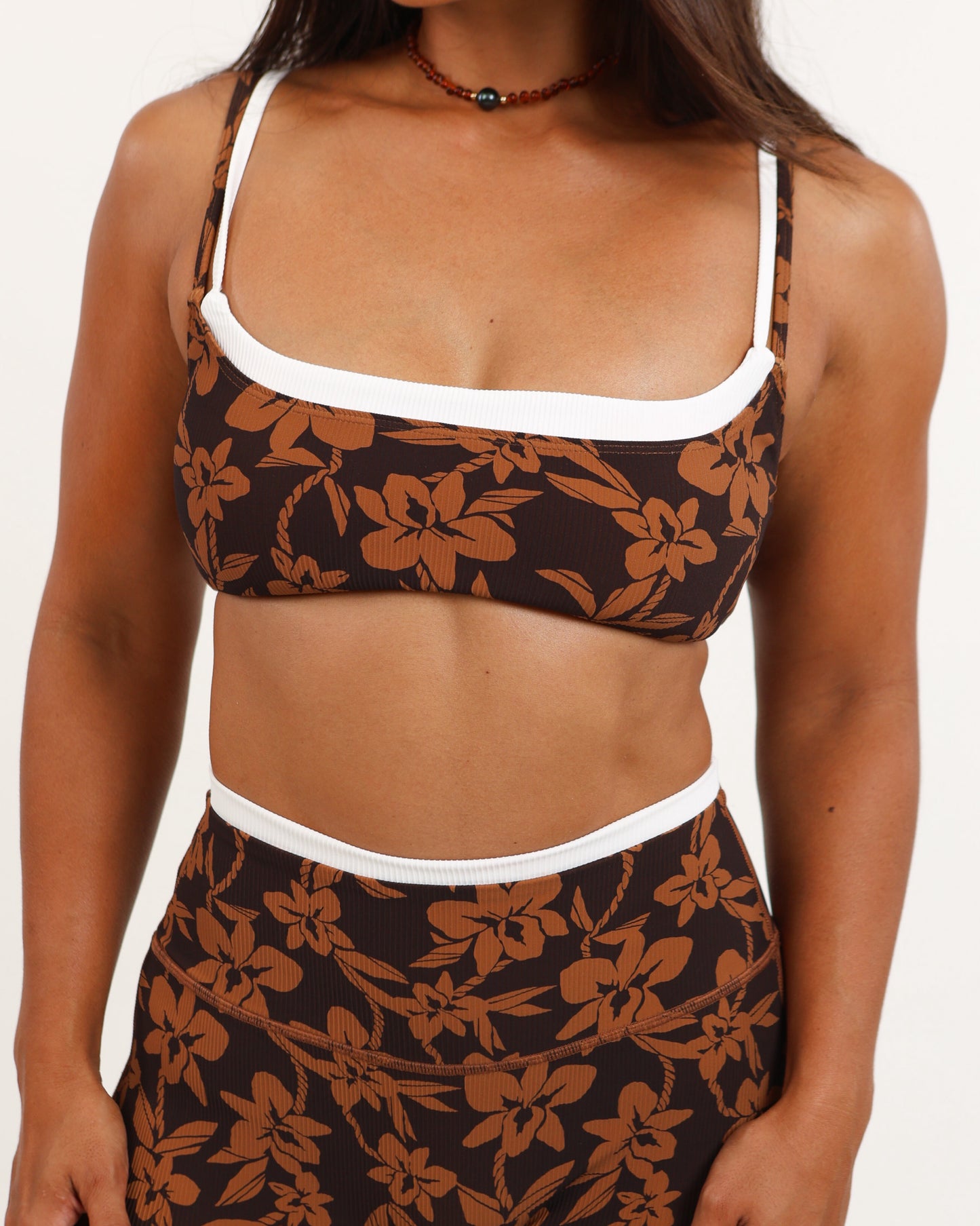Double Layer Scoop Neck Top in Mocha Orchid Lei