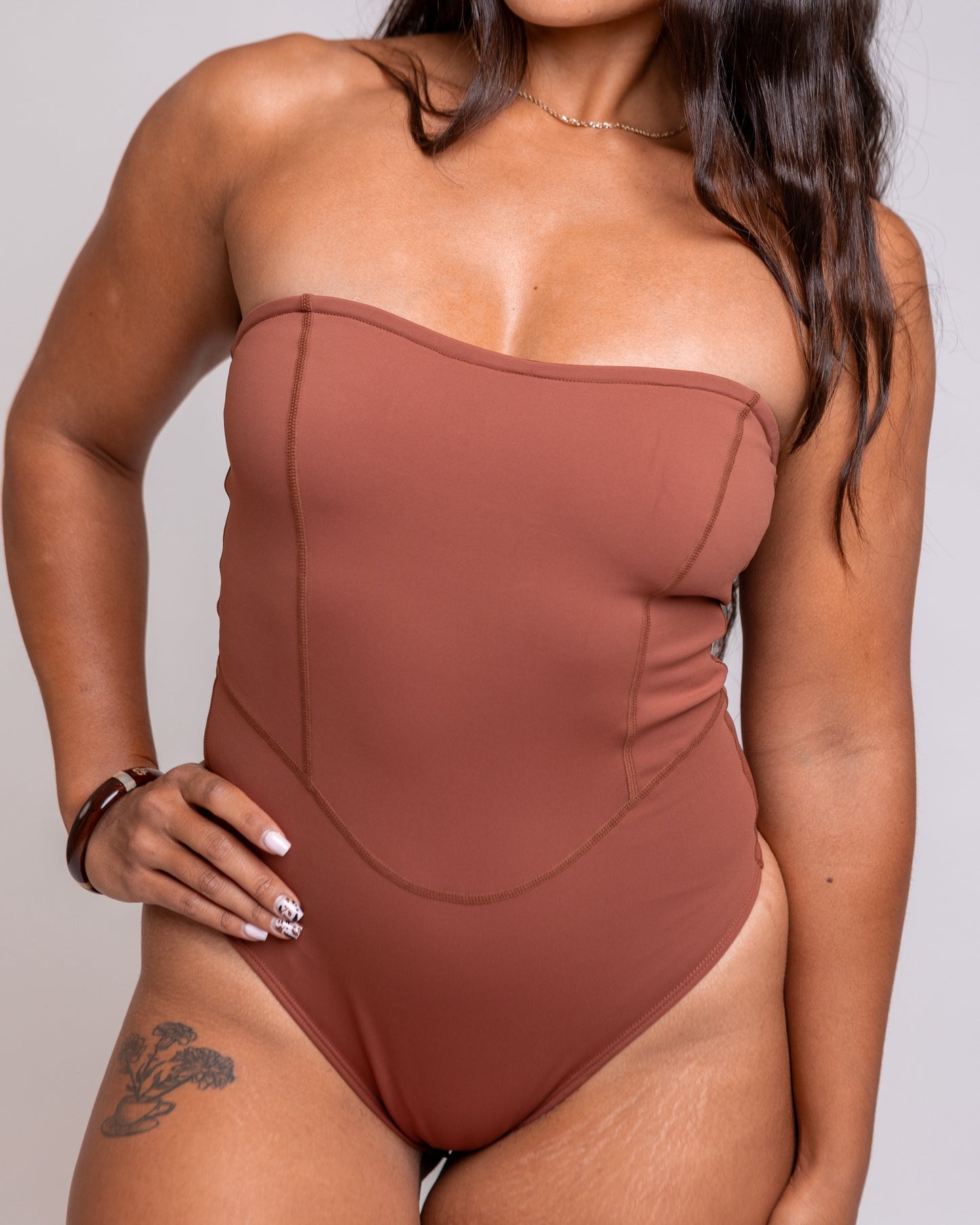 Sweet Heart Strapless Bodysuit in Pumpkin Spice