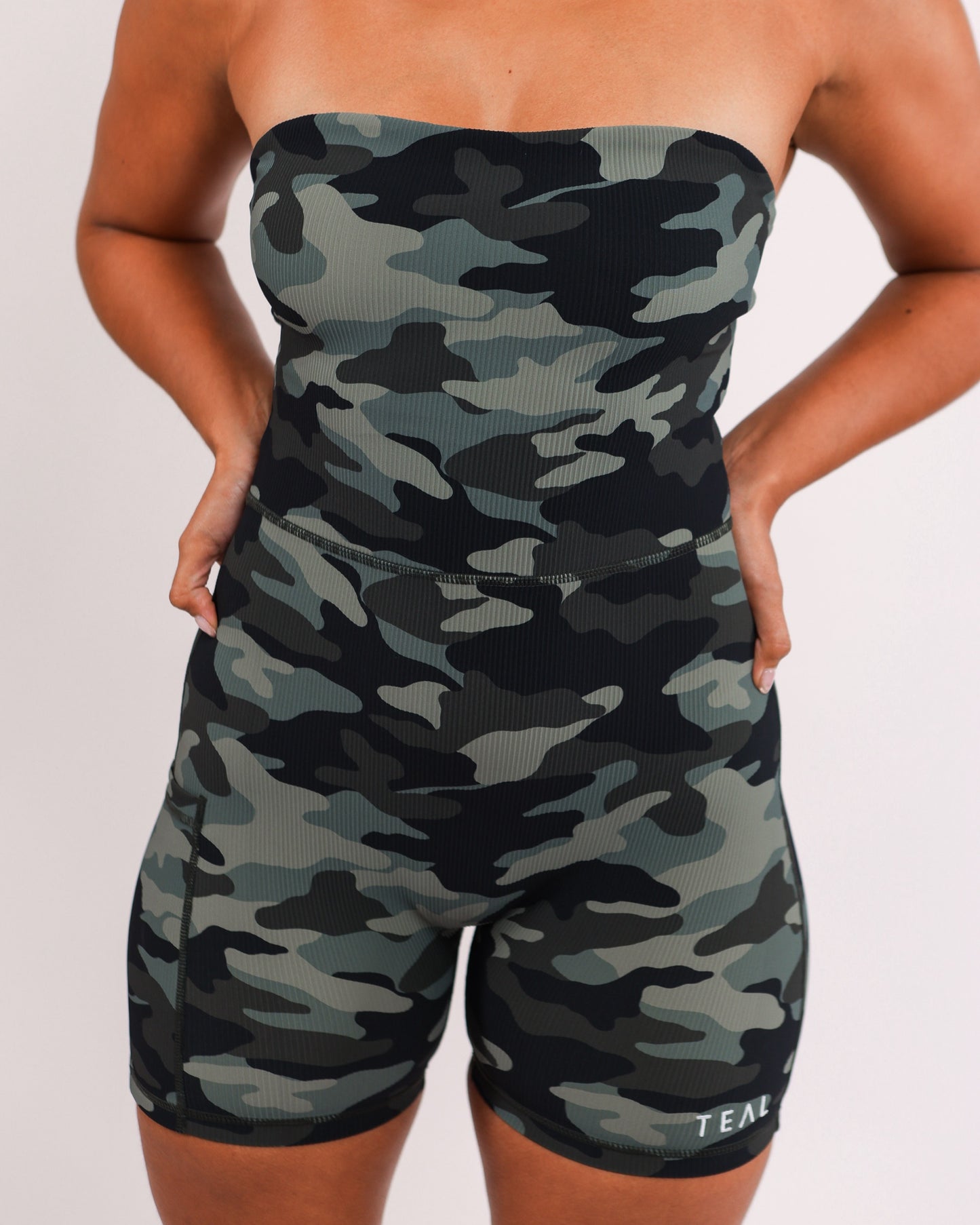 Anu Strapless Jumpsuit in Camo
