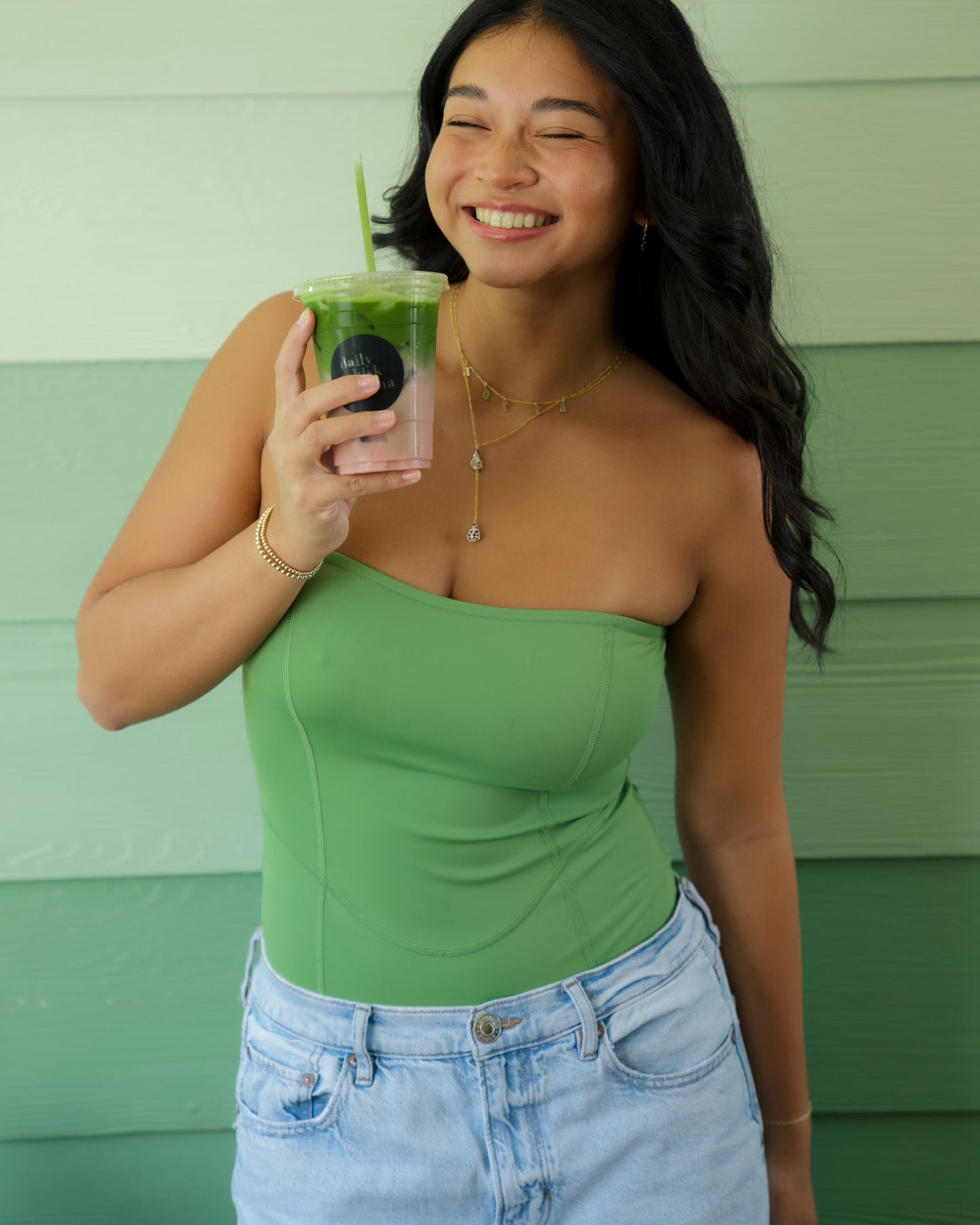 Sweetheart Strapless Bodysuit in Matcha