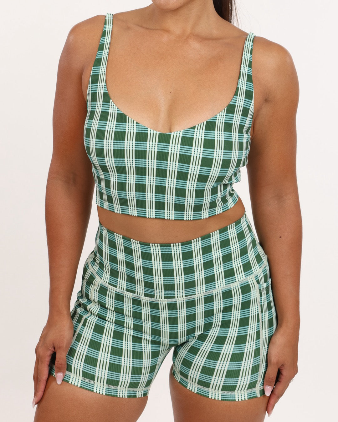 Ash Crop Tank in UH Green Palaka