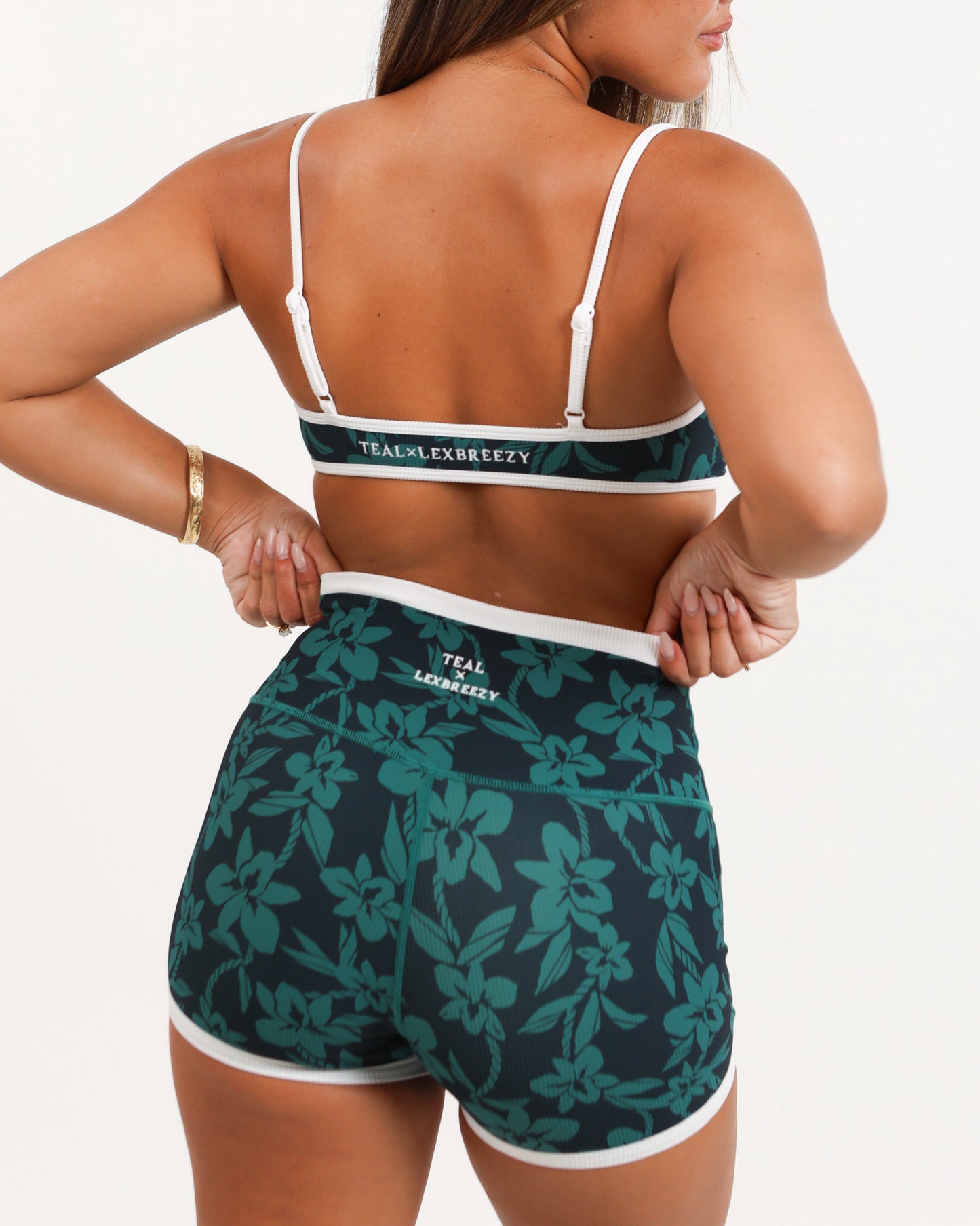 Essential 3" Biker Short in Teal Orchid Lei