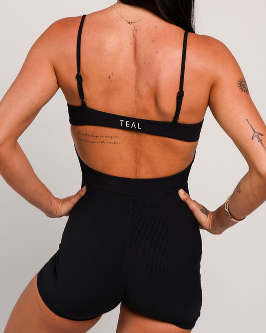 Kayla Jumpsuit in Ribbed Black