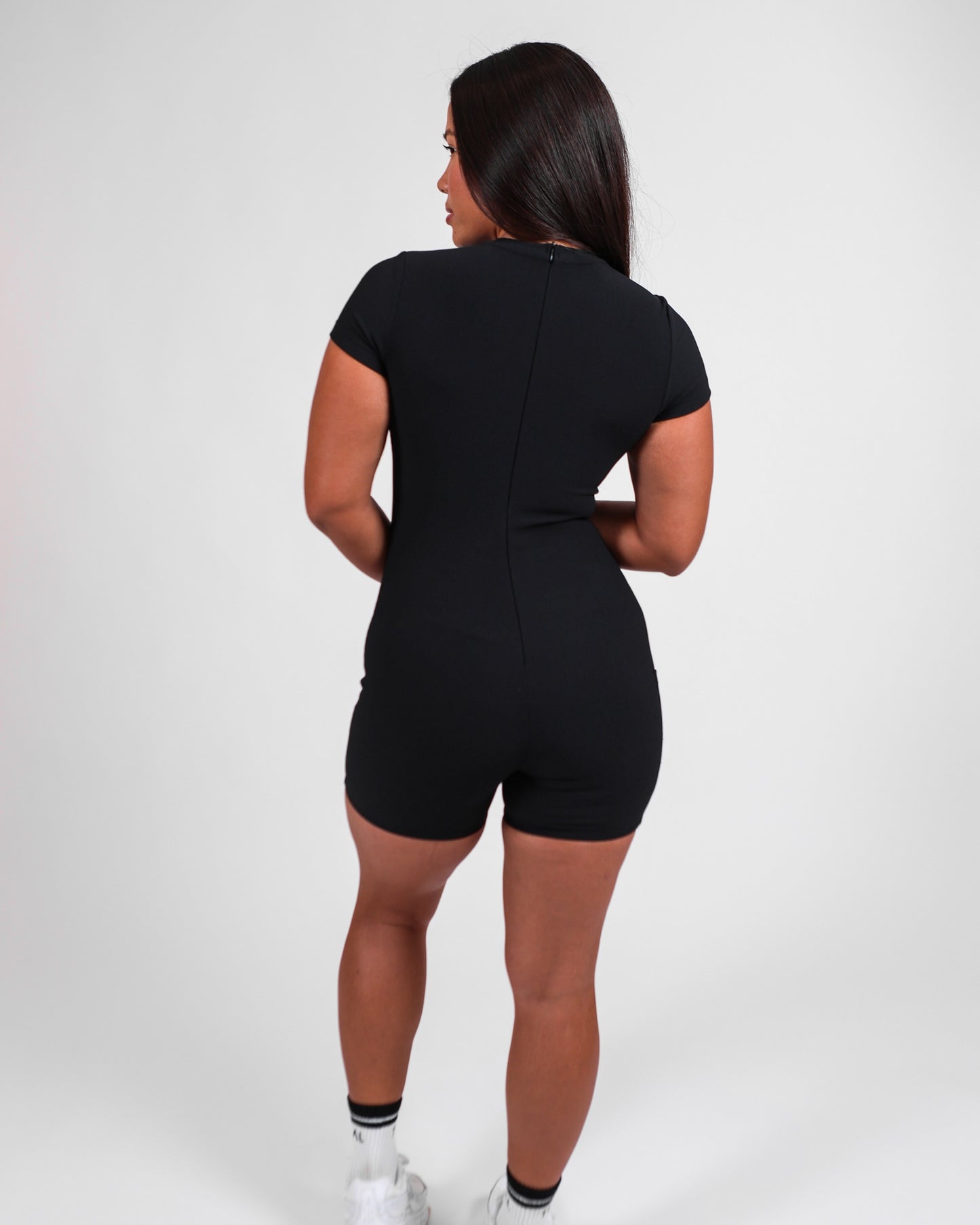 T-Shirt Jumpsuit in Ribbed Black