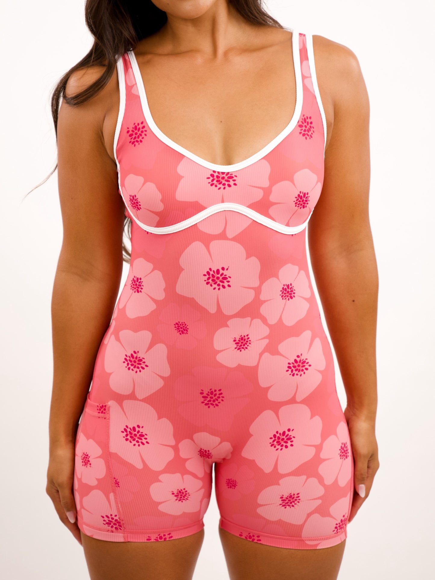 Aura Jumpsuit in Floral Burst Rose w/ Trim