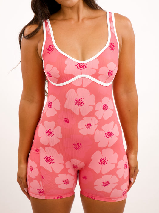 Aura Jumpsuit in Floral Burst Rose w/ Trim