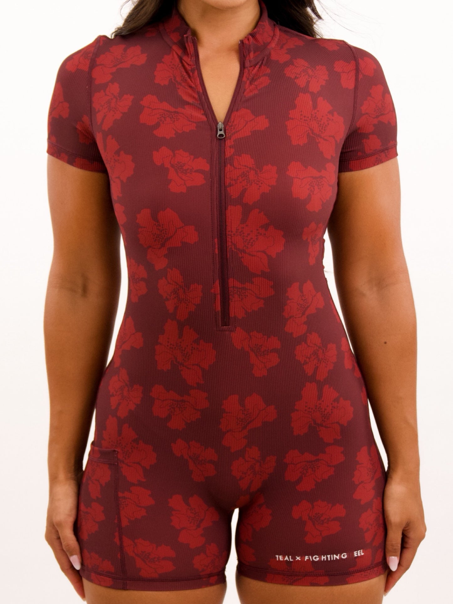 Half Zip T-Shirt Jumpsuit in Orchid Dot Porto