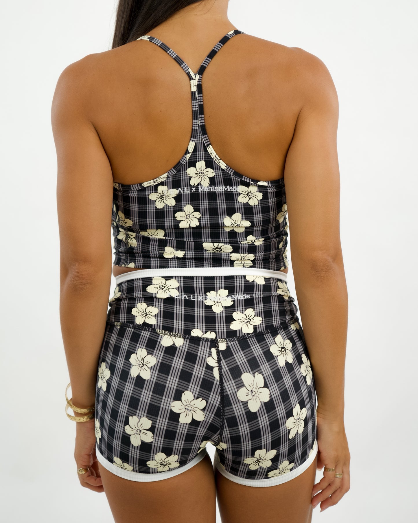 Essential 3" Biker Short in Black Puakenikeni w/ trim