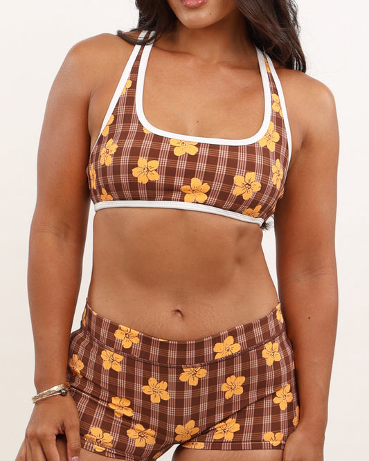 Racer Back Top in Brown Puakenikeni