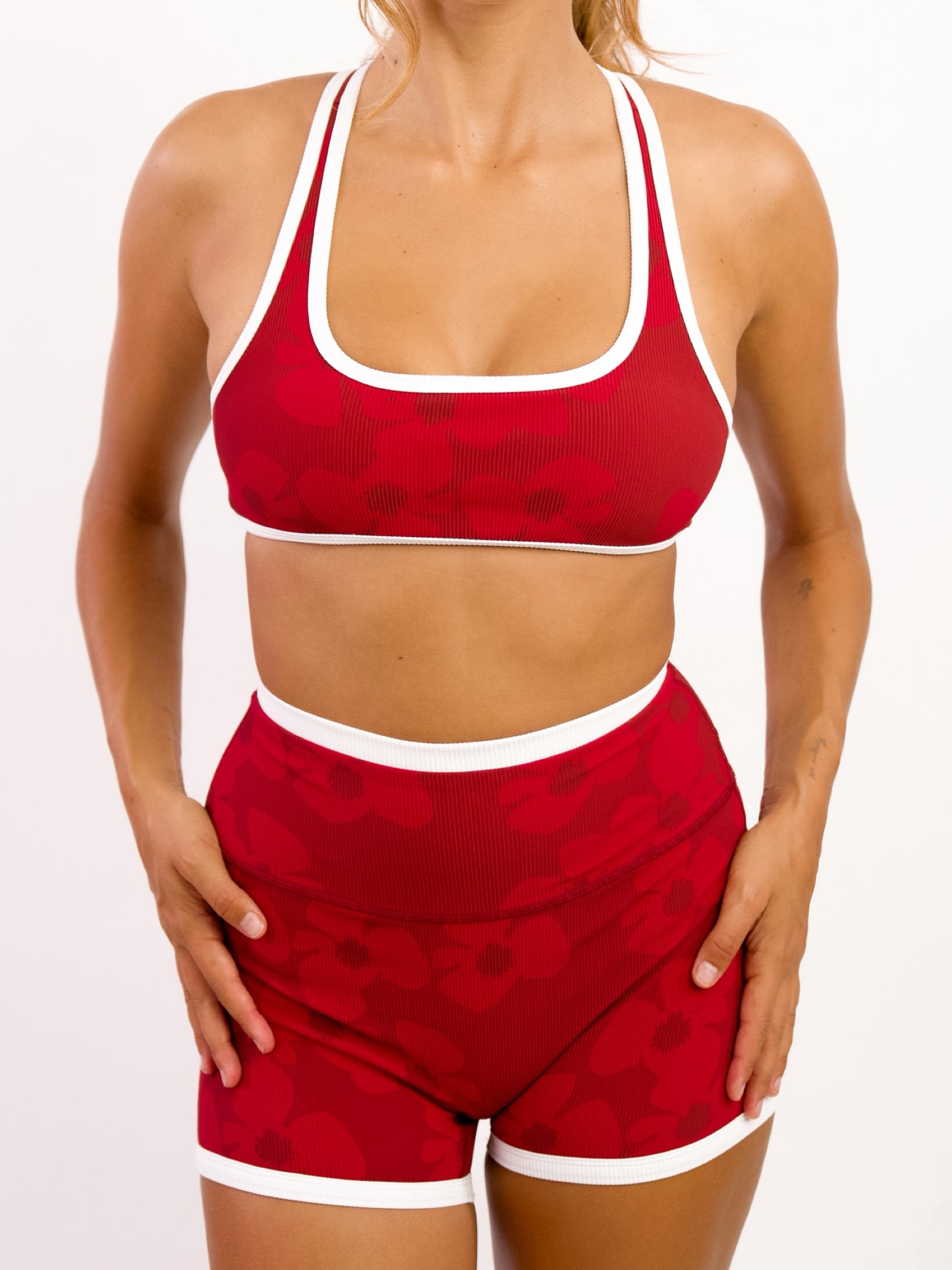 Racer Back Top in Zinnia Red Dahlia