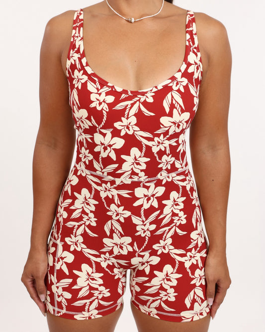 Ash Jumpsuit in Red Orchid Lei