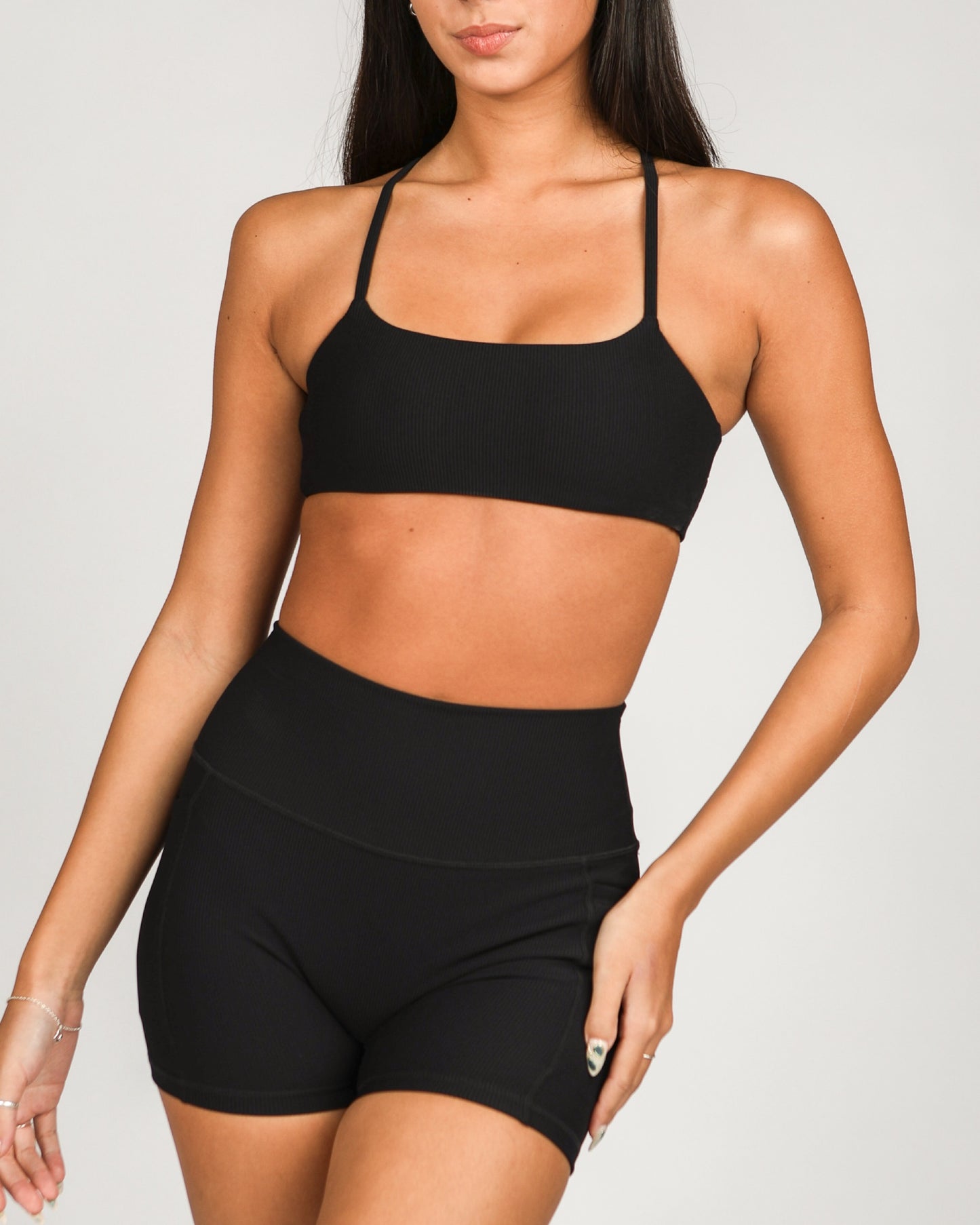 Ana Bra Top in Ribbed Black