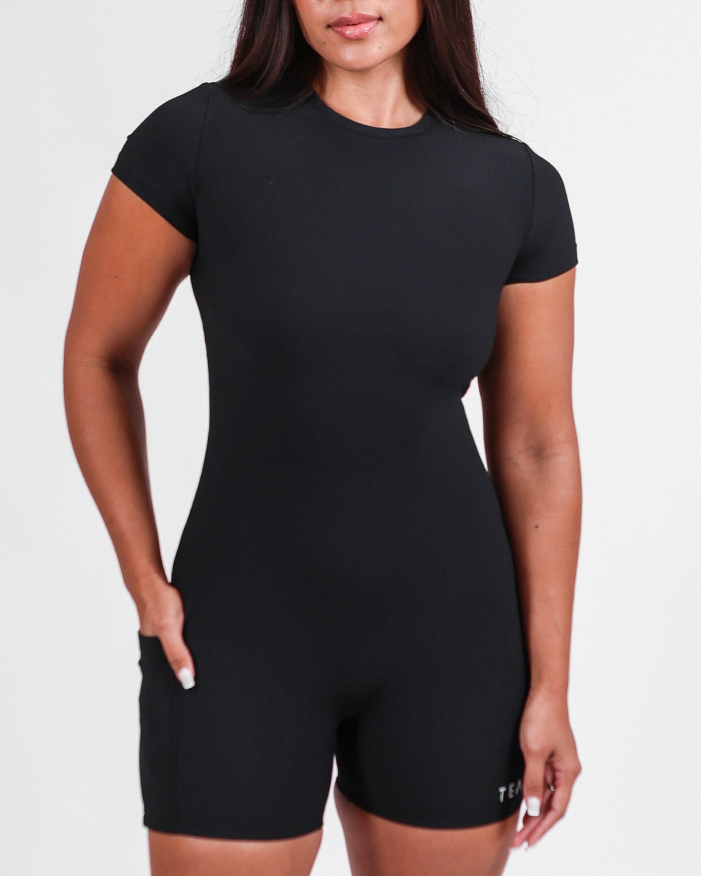T-Shirt Jumpsuit in Ribbed Black