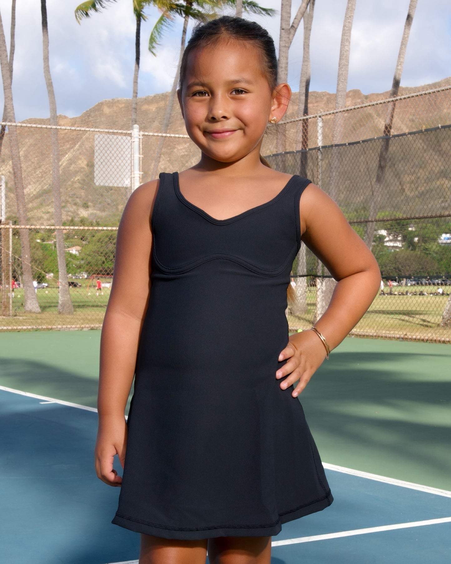 Mini Aura Dress in Ribbed Black