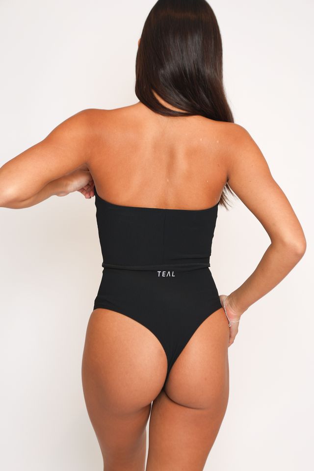 Anu Strapless Bodysuit in Ribbed Black