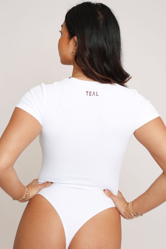 T-Shirt Bodysuit in Ribbed White
