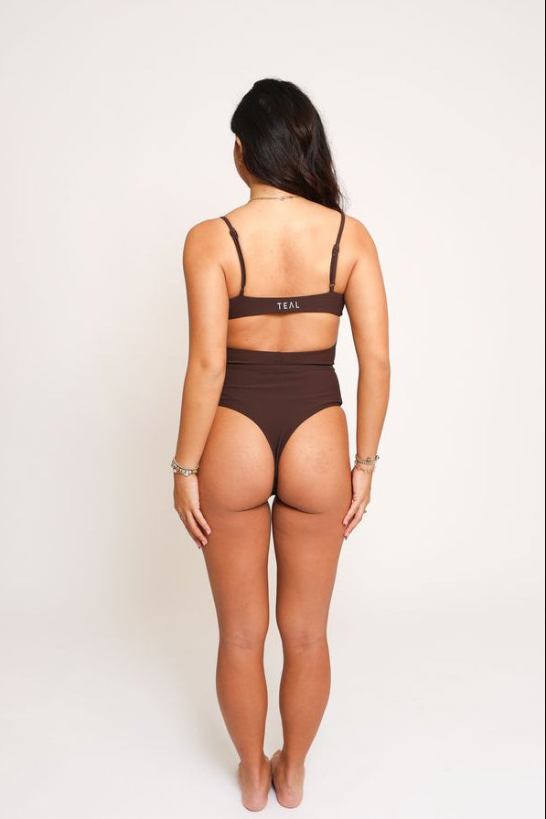 Kayla Bodysuit in Ribbed Mocha