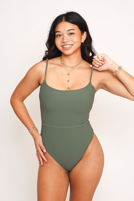 Kayla Bodysuit in Ribbed Olive