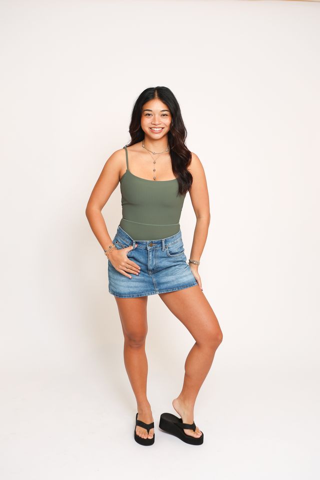 Kayla Bodysuit in Ribbed Olive